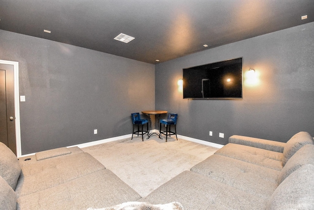 view of carpeted cinema room