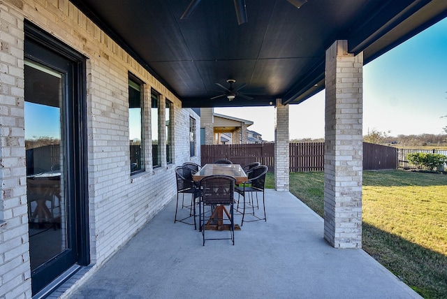 view of patio / terrace with ceiling fan