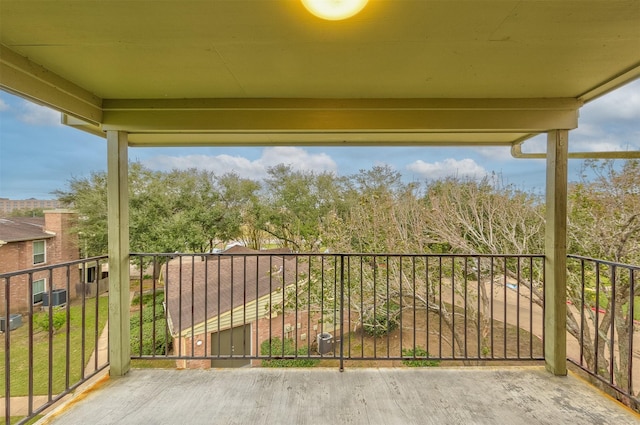 balcony featuring central air condition unit