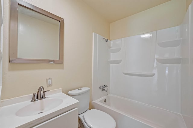 full bathroom with toilet, shower / washtub combination, and vanity