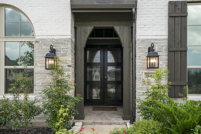 entrance to property featuring french doors