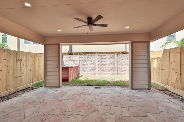 view of patio / terrace featuring ceiling fan