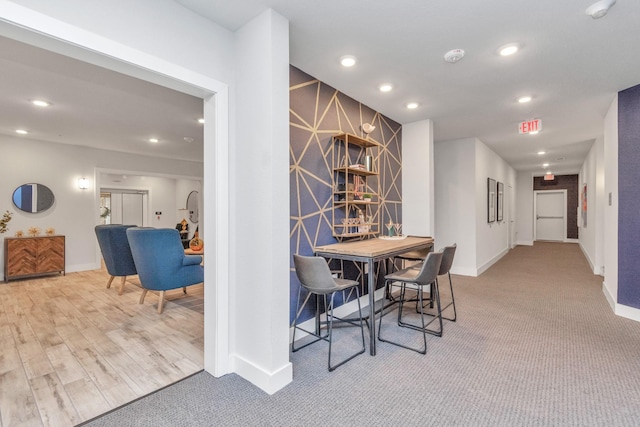 view of carpeted dining room