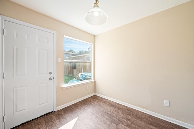 foyer with dark hardwood / wood-style floors