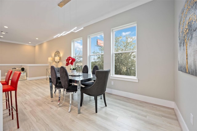 dining space featuring light hardwood / wood-style floors