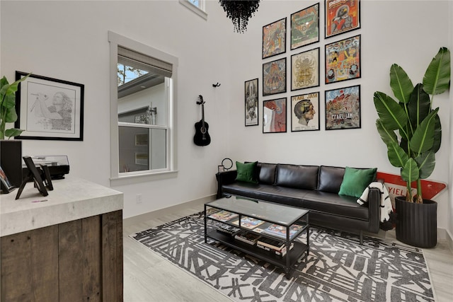 living room featuring light hardwood / wood-style flooring