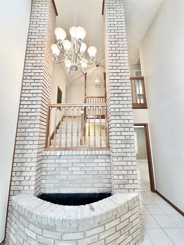 interior space featuring an inviting chandelier