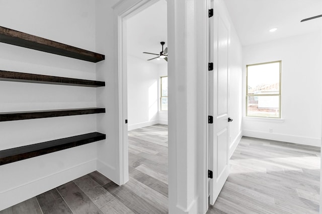 hall featuring light wood-type flooring