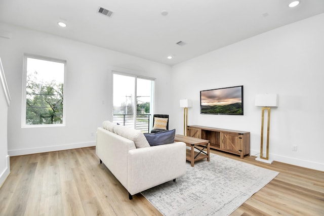 living room featuring light hardwood / wood-style flooring