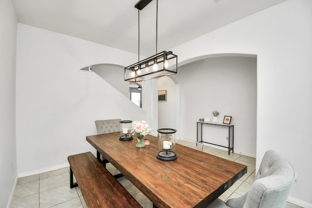 view of tiled dining space