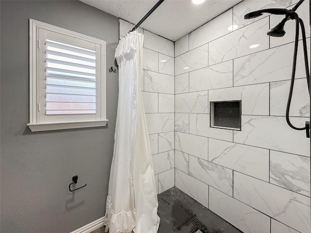 bathroom with a shower with curtain