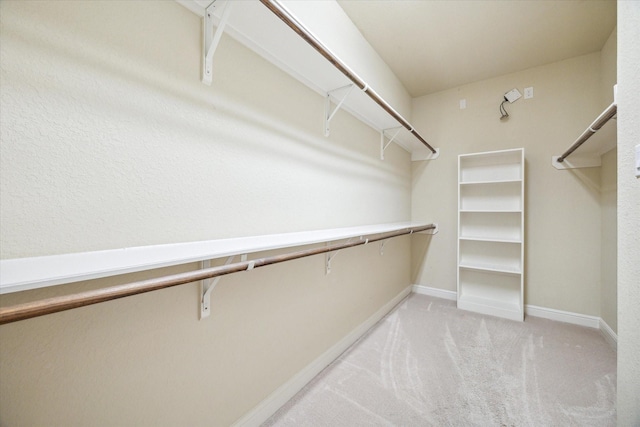 spacious closet with light colored carpet