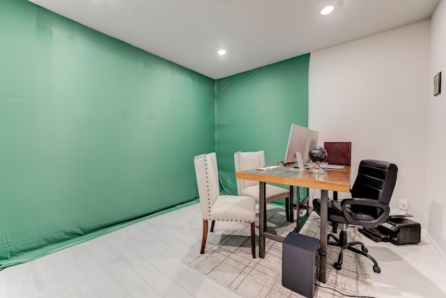 office area with light wood-type flooring