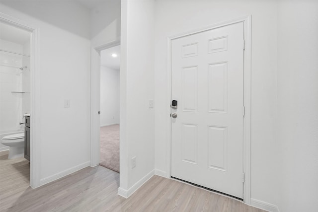 entrance foyer with light hardwood / wood-style flooring