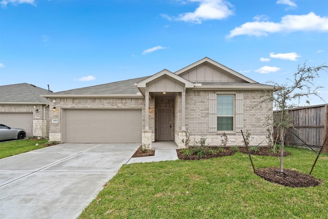 single story home with a front lawn and a garage