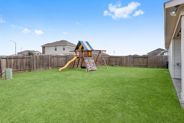 view of yard featuring a playground