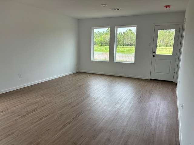 spare room with wood-type flooring