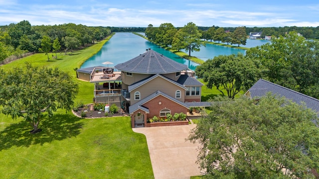 6714 Spray Ln, Rosharon, TX 77583 - aerial view featuring a water view
