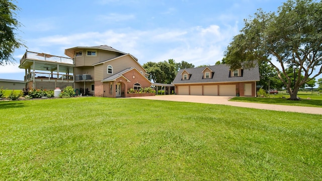 exterior space featuring a balcony and a garage