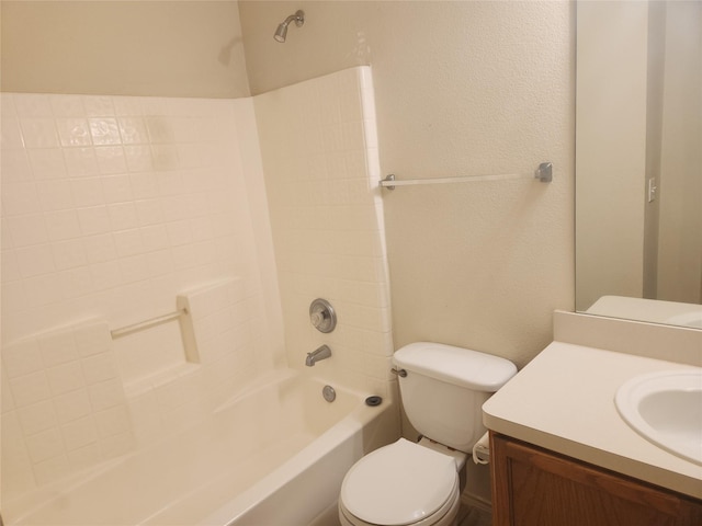 full bathroom with vanity, shower / bathtub combination, and toilet