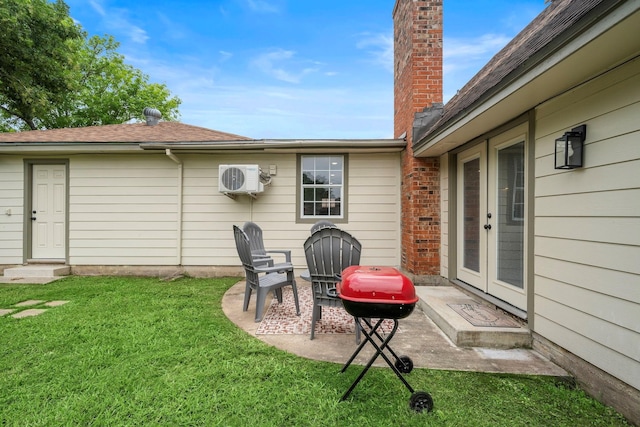 view of patio with french doors and ac unit