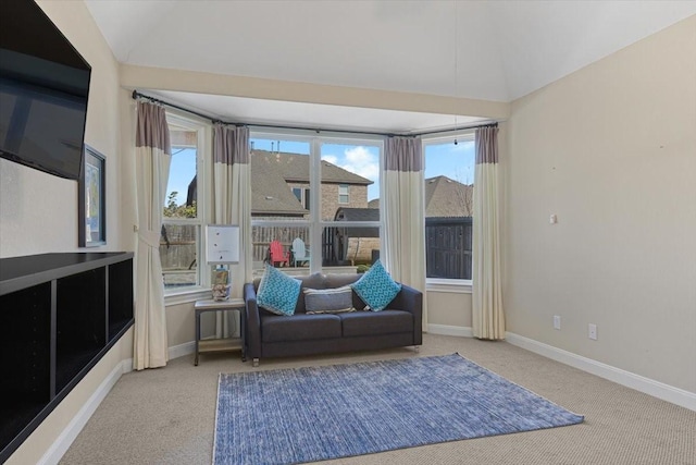 living area with light carpet