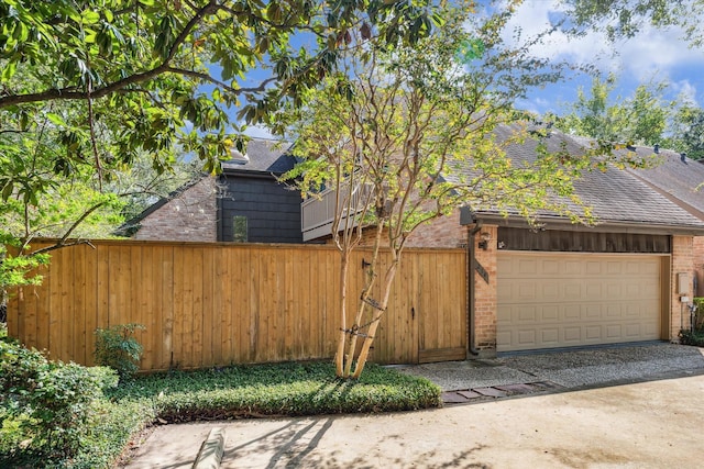 exterior space featuring a garage