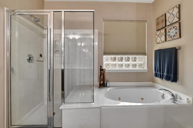 bathroom with plus walk in shower