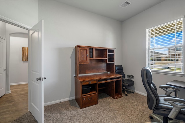 home office with carpet