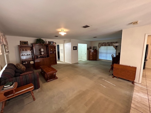 living room with carpet