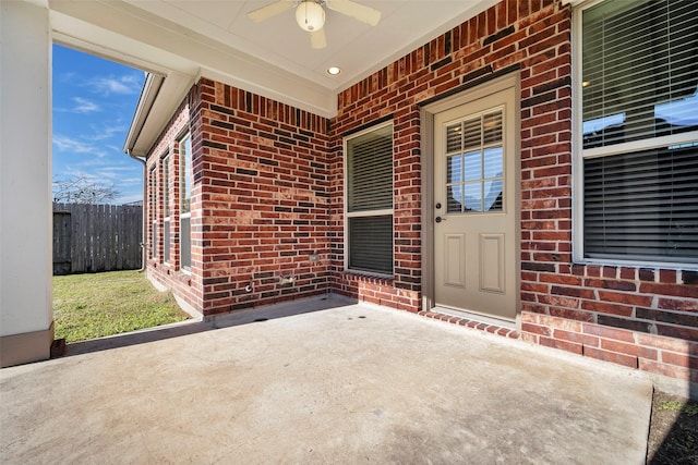 view of patio with ceiling fan