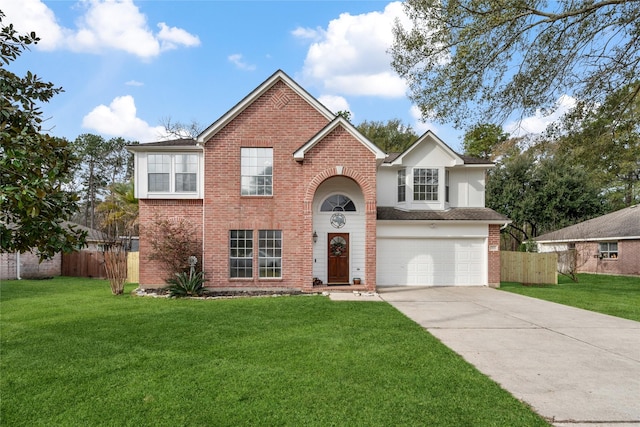 front of property featuring a front yard and a garage