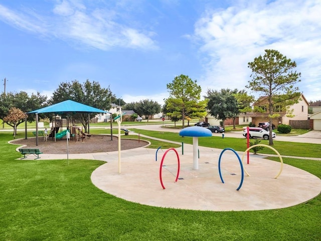 view of playground featuring a lawn