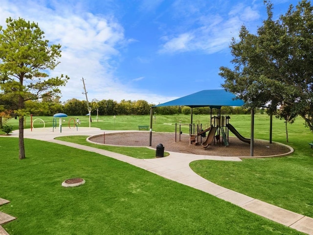 view of playground featuring a yard