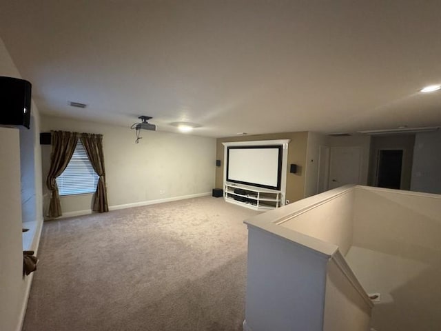 view of carpeted cinema room