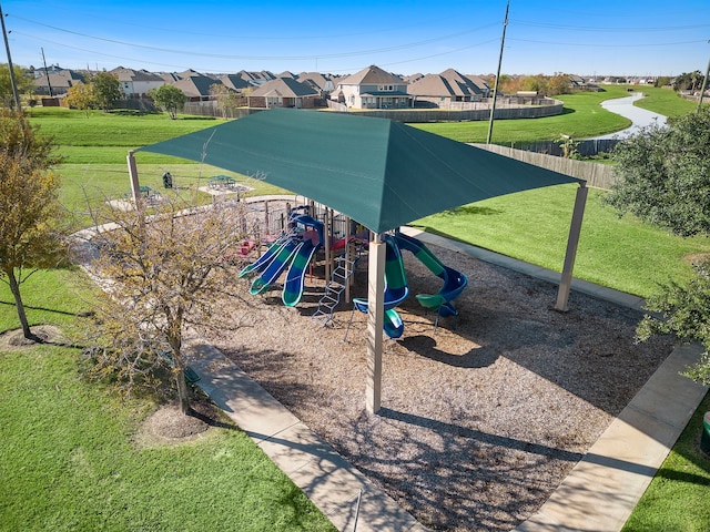 view of play area featuring a yard