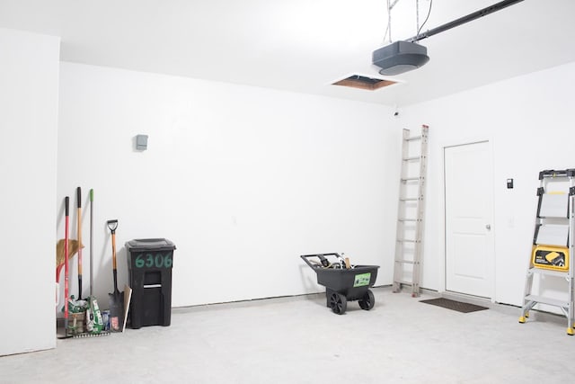 garage with a garage door opener