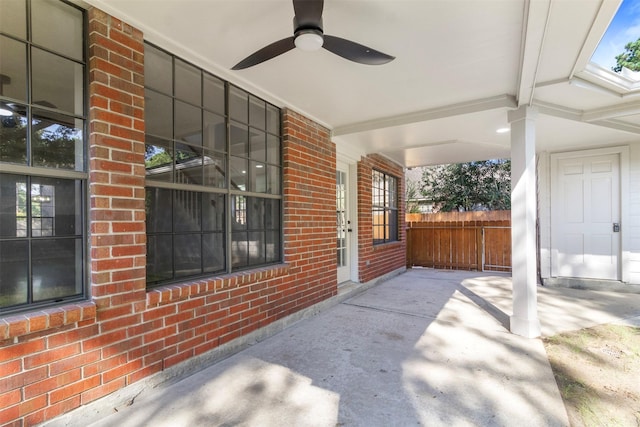 view of patio / terrace with covered porch and ceiling fan