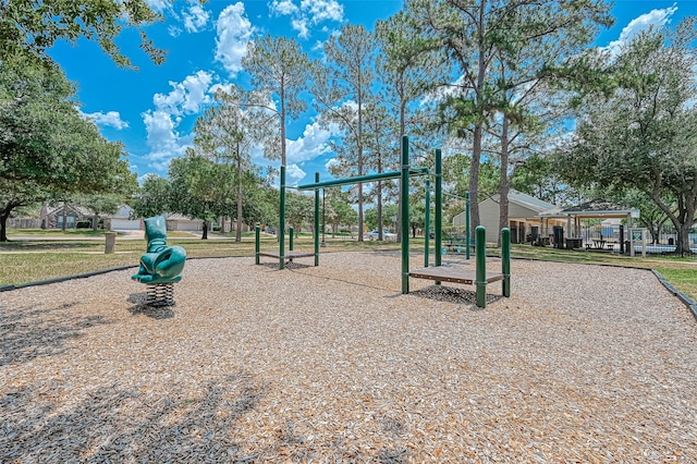 view of playground with a gazebo