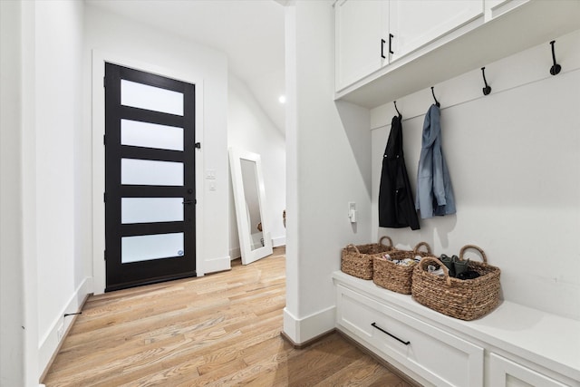 mudroom featuring light hardwood / wood-style floors