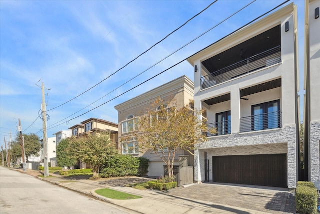 contemporary home featuring a garage