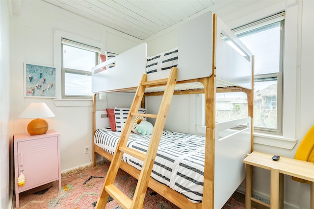 bedroom featuring wood ceiling