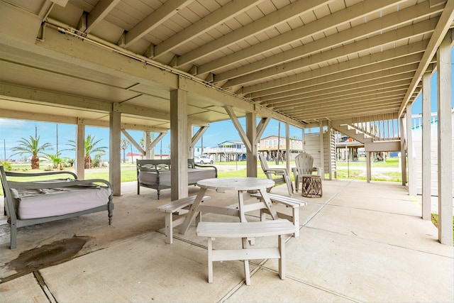 view of patio / terrace with stairs and outdoor dining area