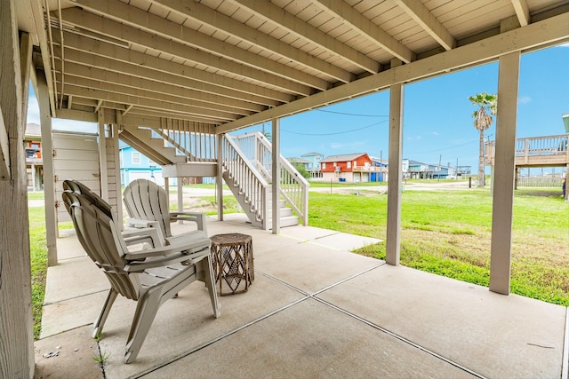 view of patio with stairway