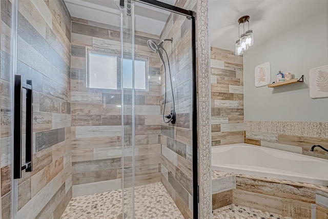 bathroom with independent shower and bath