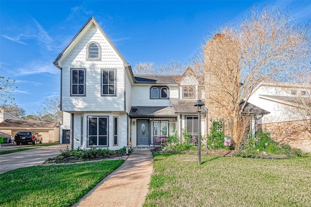 view of front of house featuring a front lawn