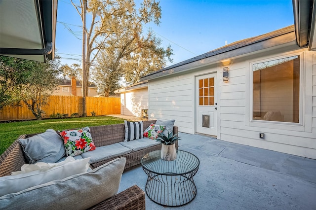 view of patio with an outdoor living space