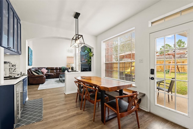 dining space featuring hardwood / wood-style floors