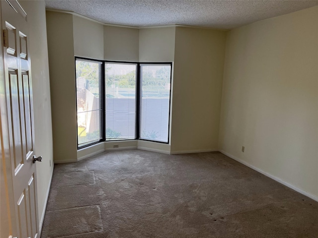 carpeted spare room featuring a textured ceiling