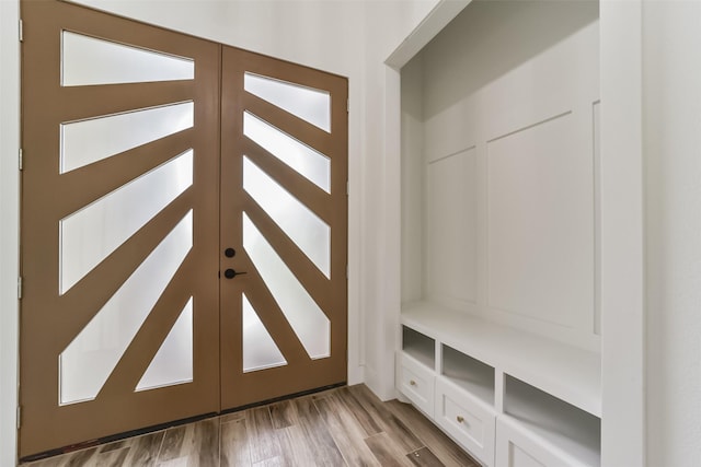 mudroom with light wood-type flooring